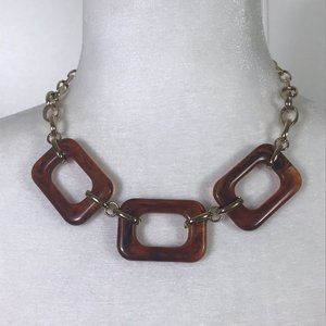 Avon Marked NWT Gold Tone Faux Tortoiseshell Acrylic Necklace Vintage Inspired